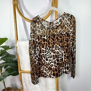Diane Von Furstenburg Cheetah Animal Print Top sz L